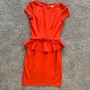 Orange-Red Cache Peplum Dress